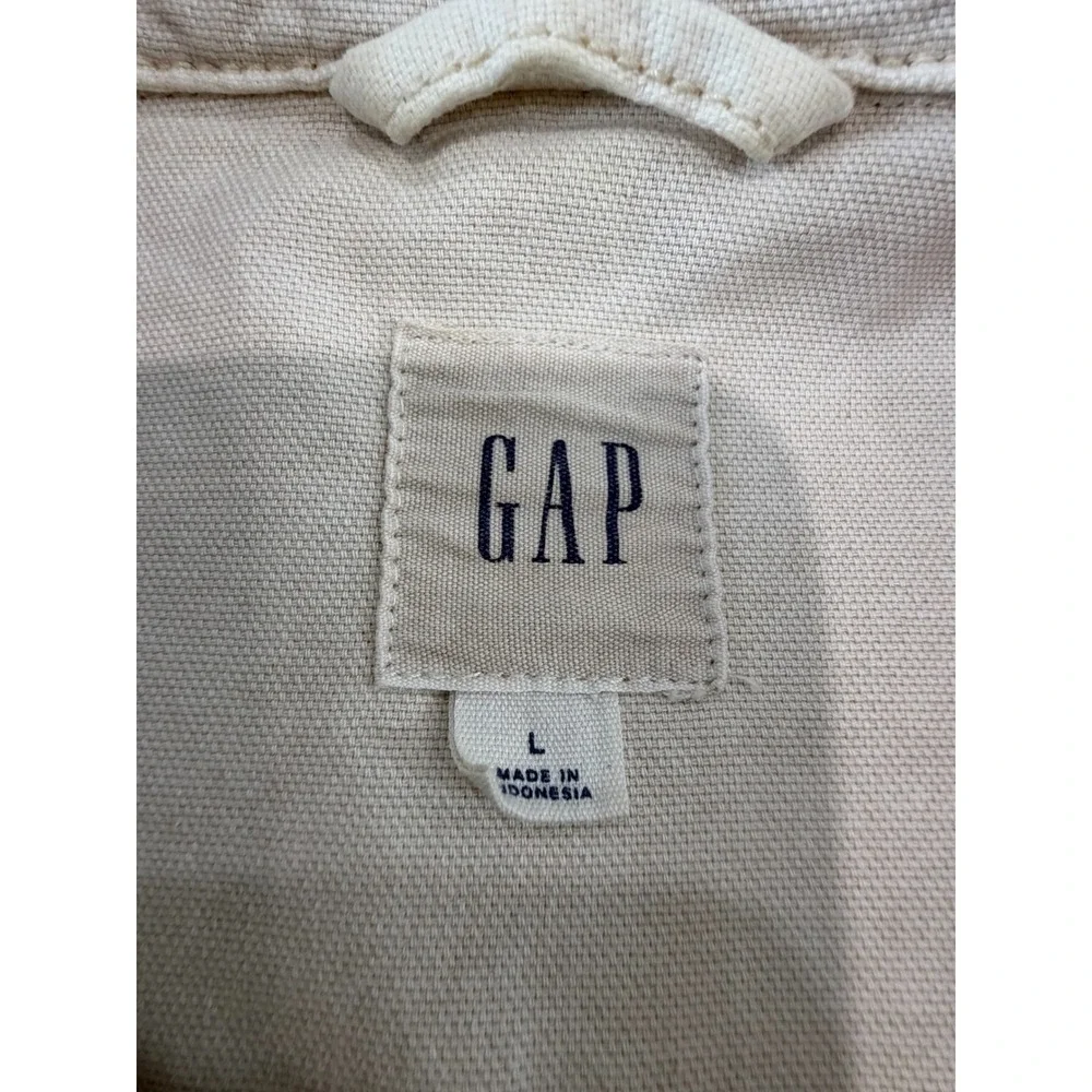 Gap Womens Cream Utility Chore Jacket Large Workwear‎ Cotton Blend
